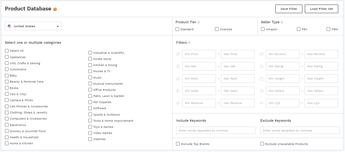 Using The Filters In The Product Database Jungle Scout Help